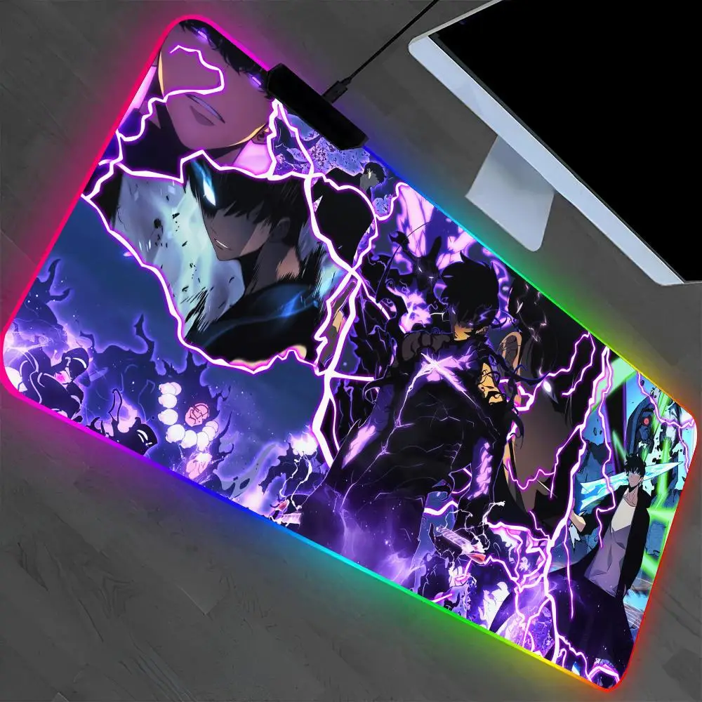 

Аниме S-Solo L-LevelingES коврик для мыши коврик для ноутбука игровой RGB аниме коврик для мыши с подсветкой геймерская девушка мультяшные настольные коврики настольный коврик