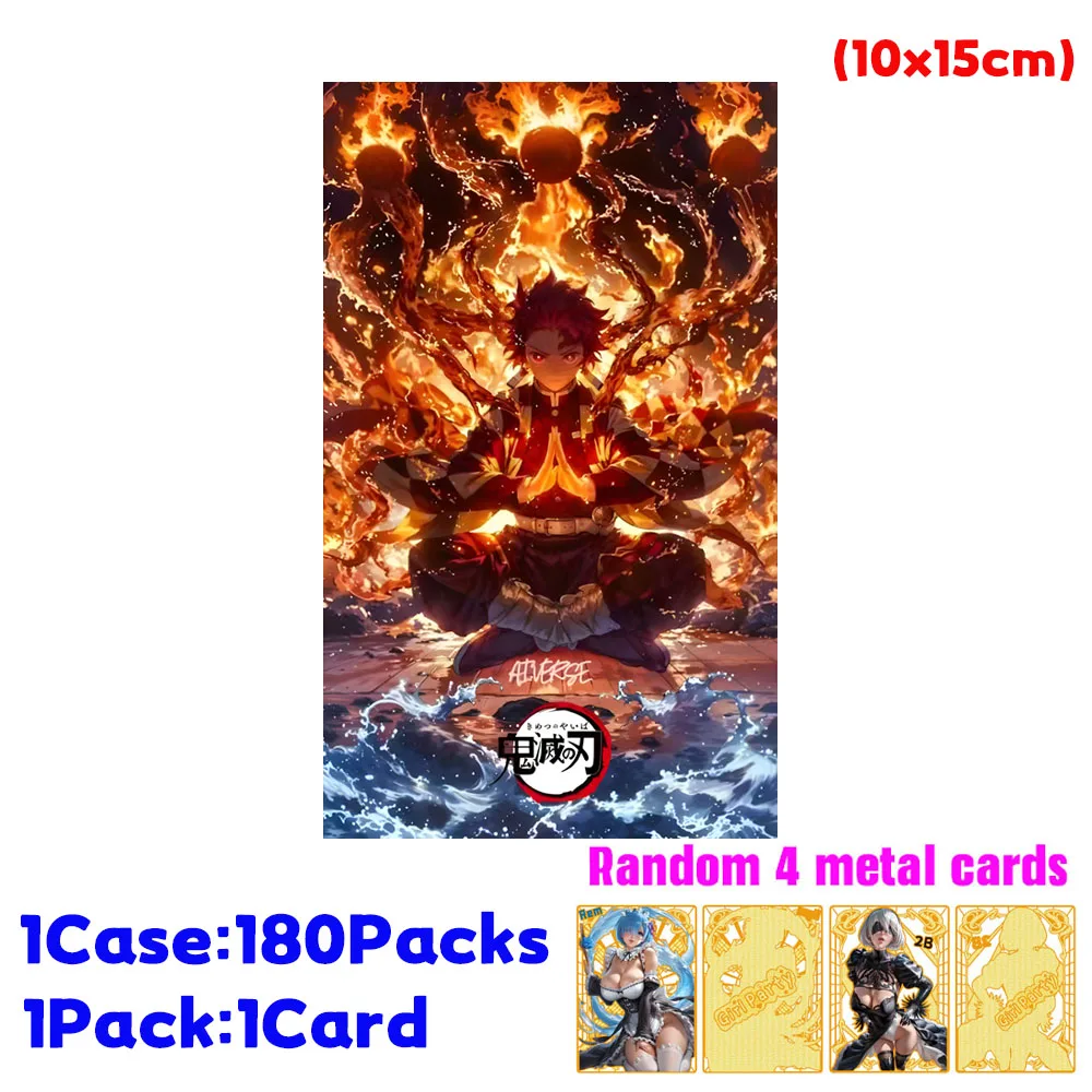 Wholesale 1case Demon Slayer Colored Paper Cards 180 Packs 10x15cm Acrylic Transparent Card Double-Sided Acrylic Colored Paper