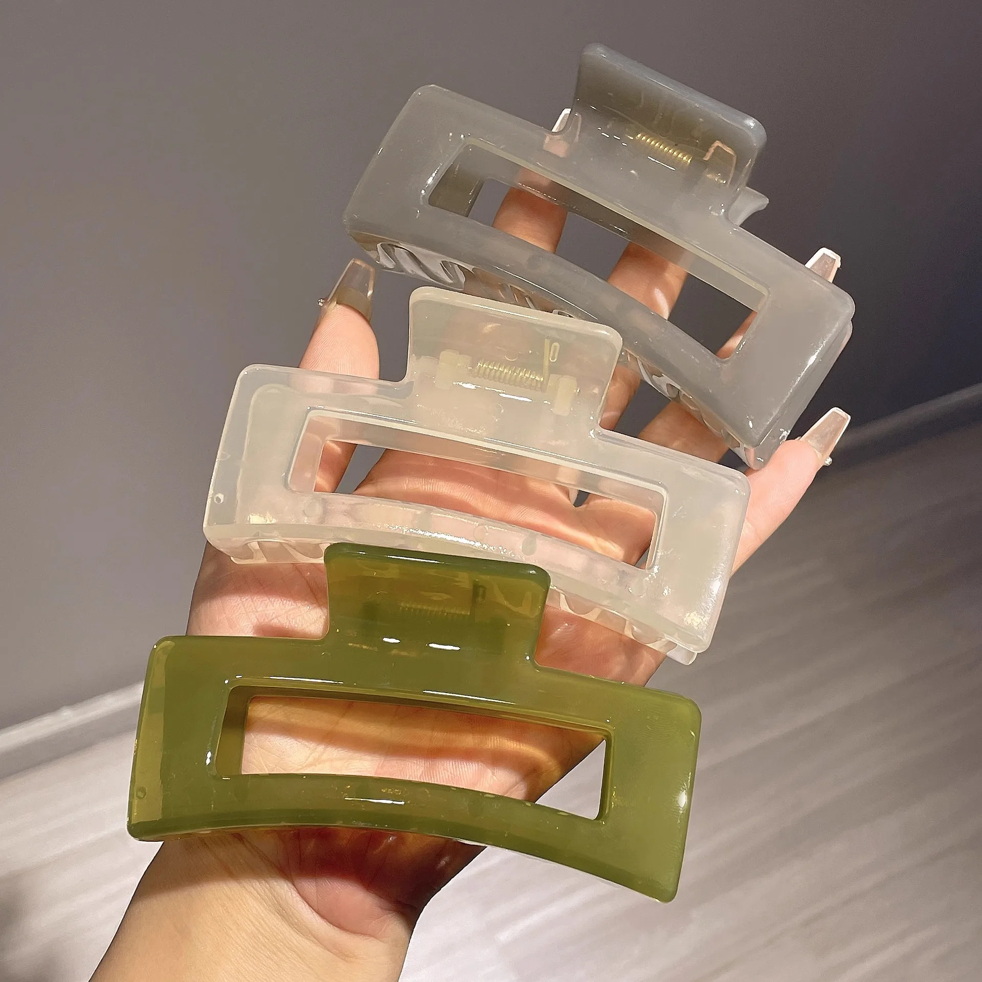 플라스틱 투명 대형 헤어 클로 클립, 2025 헤어 클로 클립, 크랩 여성용, 지그 클립, 소녀 헤어 액세서리