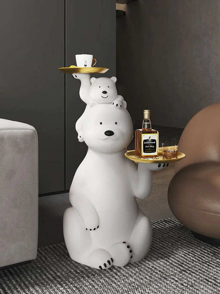 

Home Decor Bear Statue Floor Tray Storage Ornaments Storage Rack Restaurant Living Room Resin Sculpture Marry Gifts Animal Table