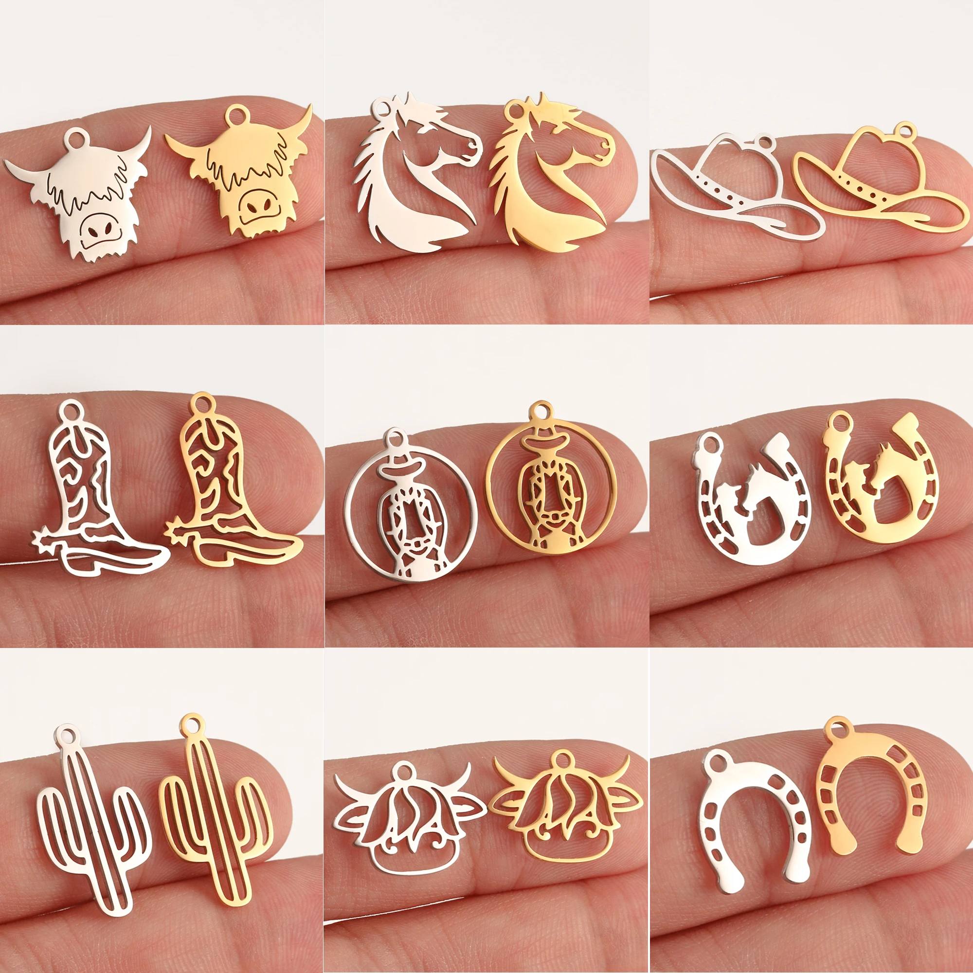 5 sztuk zachodnie kowbojskie buty/U podkowa/kapelusz Charms wisiorki jeździeckie ze stali nierdzewnej Fadeless rzemiosło dostarcza DIY tworzenia biżuterii