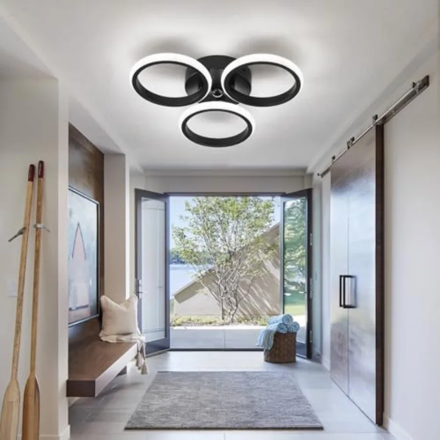 Led Light Indoor 24w Semi Flush Mount Ceiling Light Fixture 6000k Modern Light for Hallway Porch Stair Closet Laundry - view 5