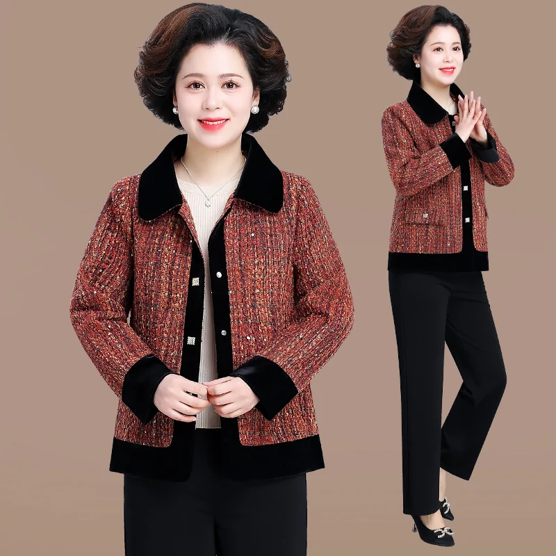 

Женская весенняя верхняя одежда Ele Lady Brand: модная свободная куртка из полиэстера в стиле французского шика для женщин среднего возраста