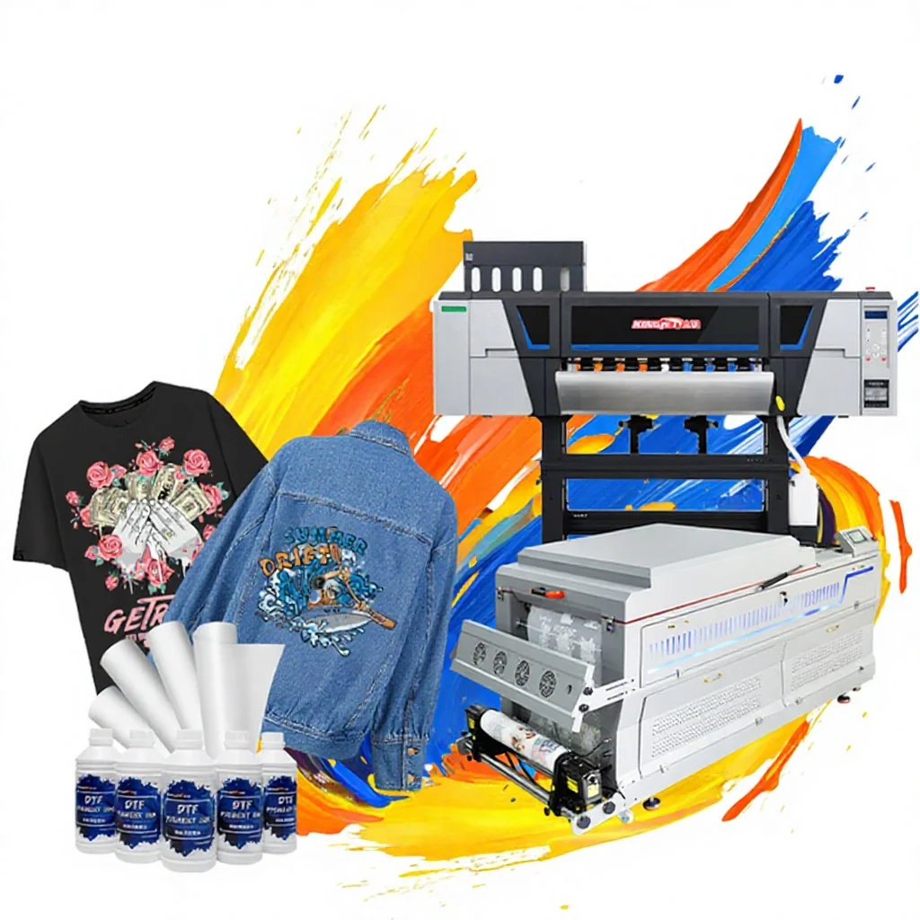 New Dtf A2 All-in-One Large Format Dtf Printer Machine 60Cm Powder Film Textil Shaker Printer Dual I3200 High-Speed Automatic
