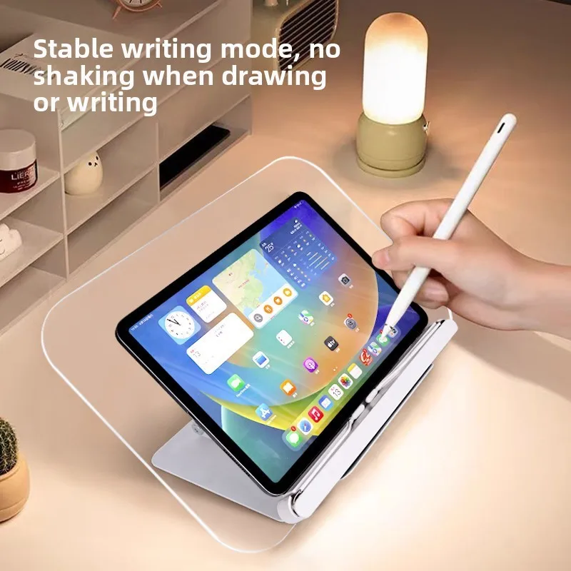 Book Stand for Reading, Adjustable Book Holder with 360° Rotating Base & Elastic Page Clips, Foldable Cookbook Stand for Office