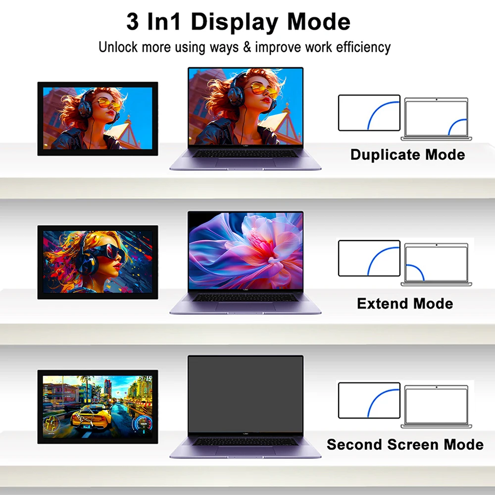 7인치 휴대용 터치 모니터 1280x800 HD IPS, HDMI 타입 C 내장 스피커, 노트북 PC 라즈베리 파이용 소형 외부 화면