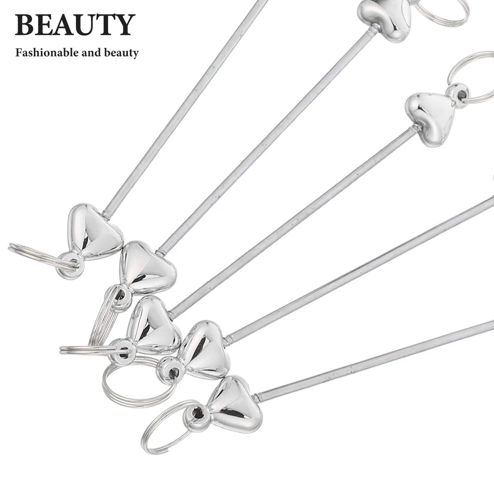 30Pcs Metal Keychain Making Kit For For Jewelry Making Christmas Stocking Stuffers Bead Bars Heart Shape Pendant - view 3