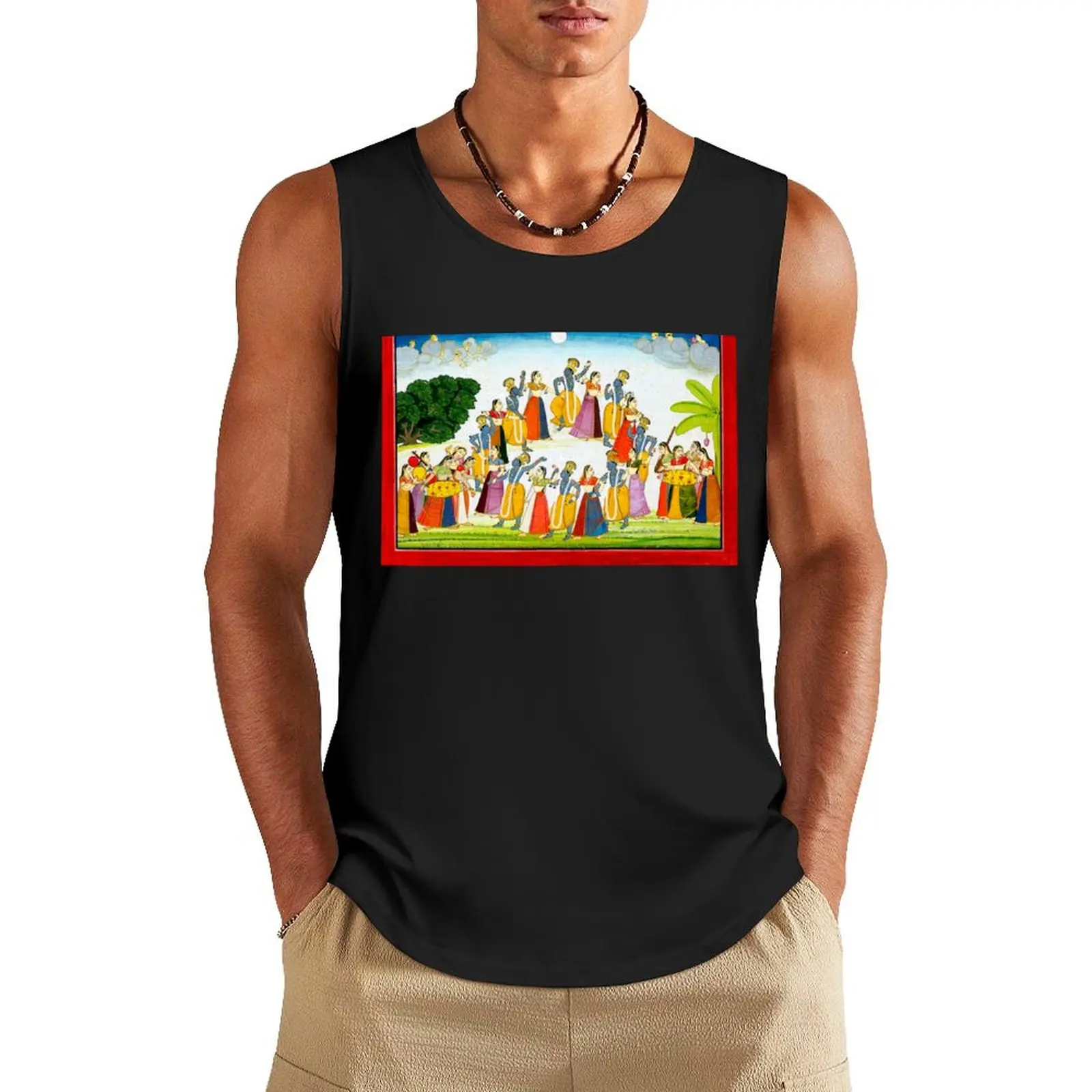 

Dance of Krishna and the Gopis Bhagavata Purana 1760s Mughal India Tank Top sleeveless tshirts for men Men's t shirt Men's tops