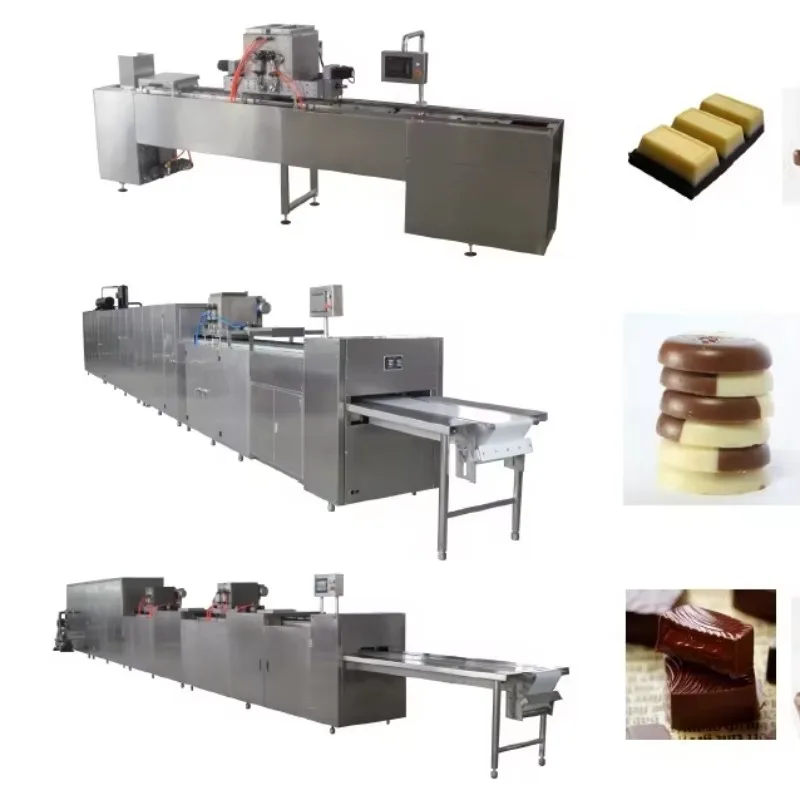 New semi-automatic and fully automatic chocolate production lines, sandwich chocolate forming machines from China