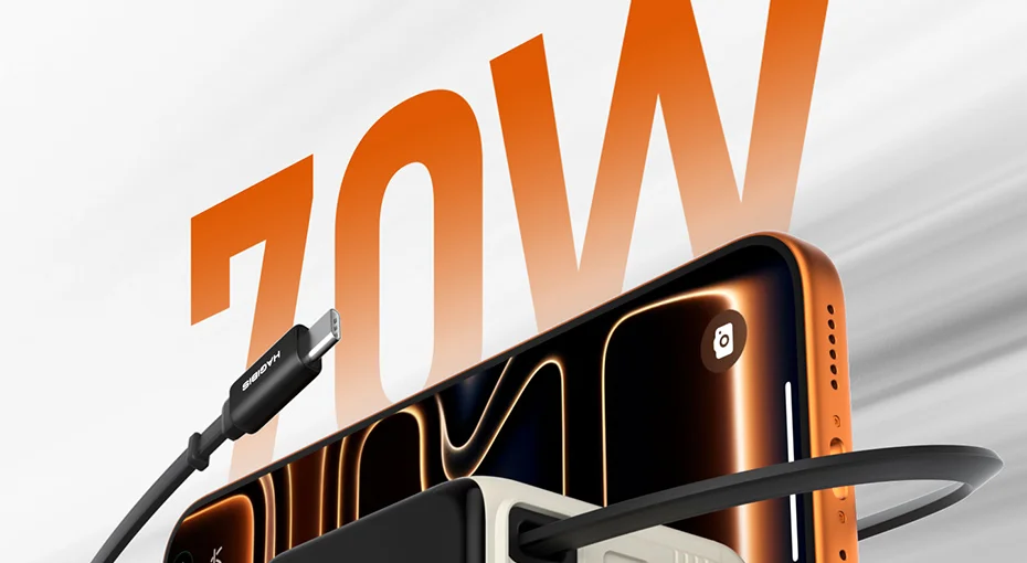Hagibis 70W GaN USB-C Charger with Retractable Cable and Display