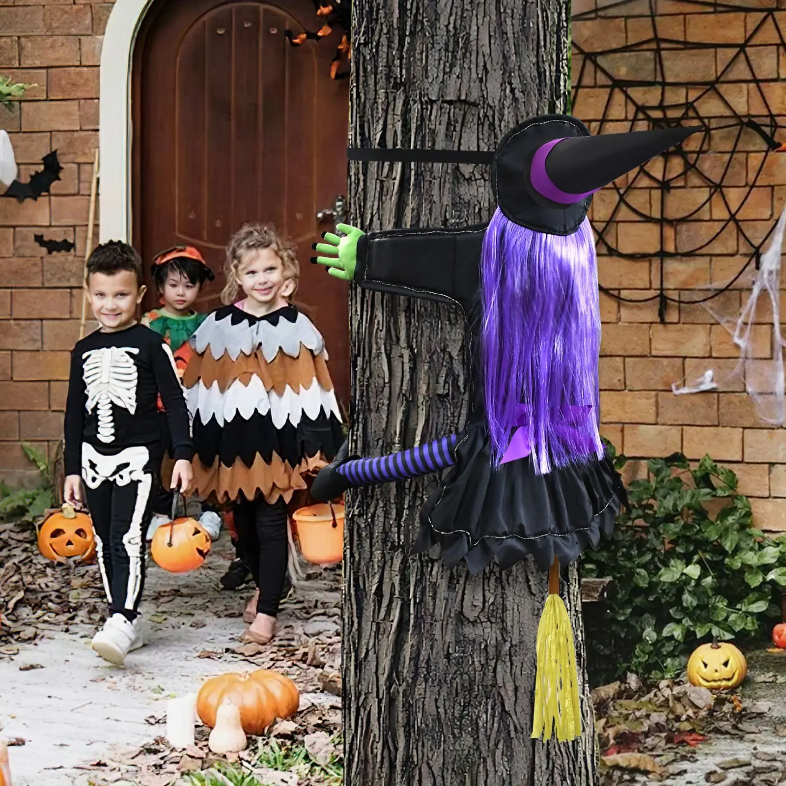 Bruja LED que coloca en el árbol Decoración de Halloween Accesorio de bruja colgante iluminado para exhibiciones interiores/exteriores