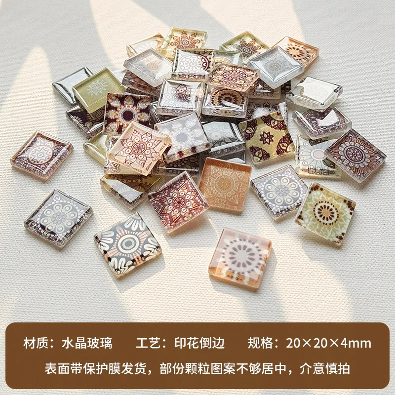 Dois estilos de conjuntos de telhas de mosaico de vidro colorido, 49 peças de telhas de mosaico de vidro colorido em massa, artesanato de arte artesanal