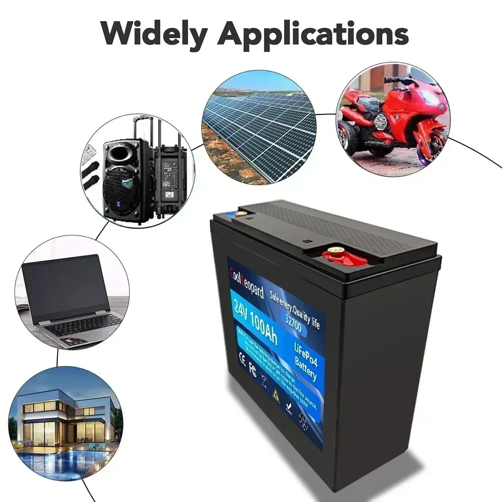 24V 100Ah LiFePO4 Battery 32700 Built-in BMS RV  Rechargeable Lithium Iron Phosphate Solar Power System RV House Trolling Motor