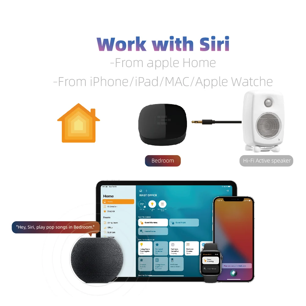 IEAST-receptor de música Airplay 2, dispositivo inalámbrico con WiFi, 2,4G/5G, Bluetooth 5,0, audio, multihabitación, conexión Tidal