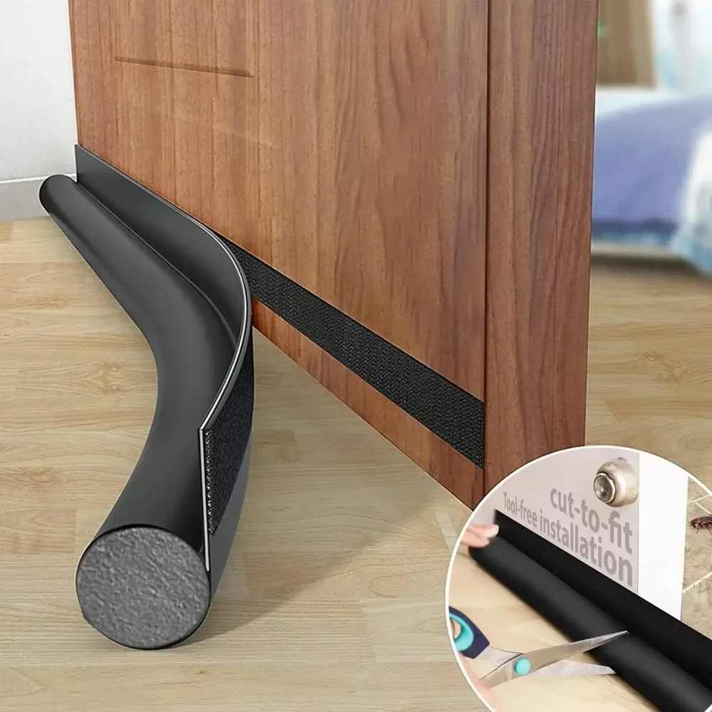 Adjustable Door Bottom Seal Strip Weatherstrip Under Door Draft Stopper Anti-Cold One Side Gap Blocker Foam Weather Strip