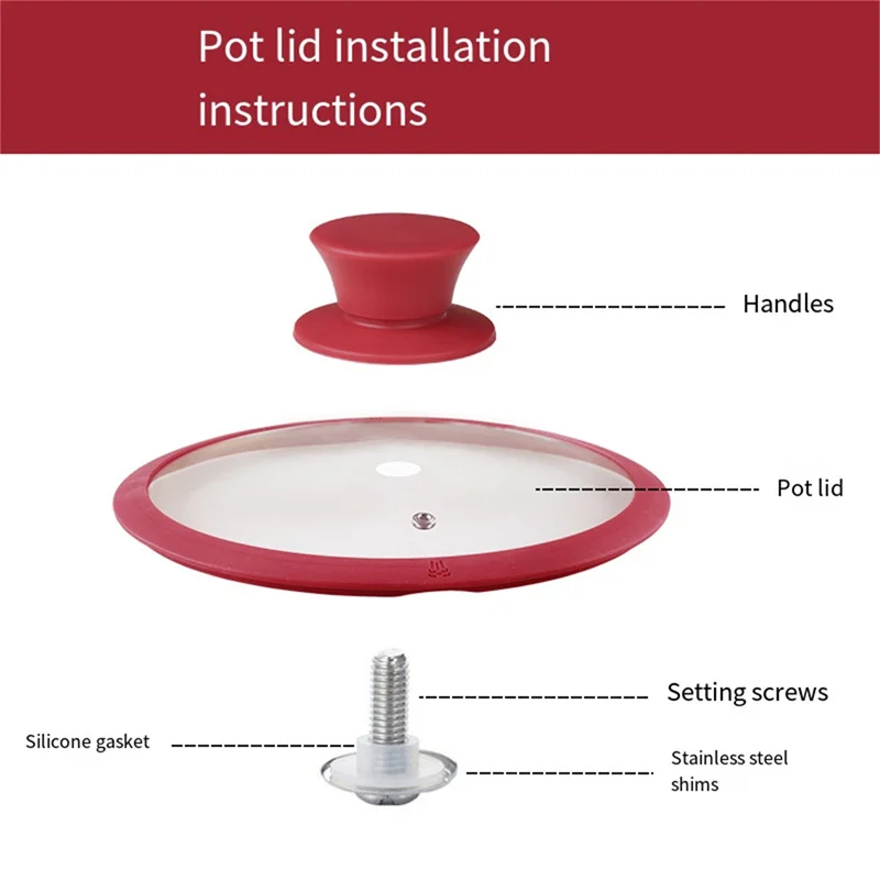 1/3Pcs Silicone Pot Lid Knob Stainless Steel Heat Resistant Anti Scald Cookware Top Handle Kitchen Fitting