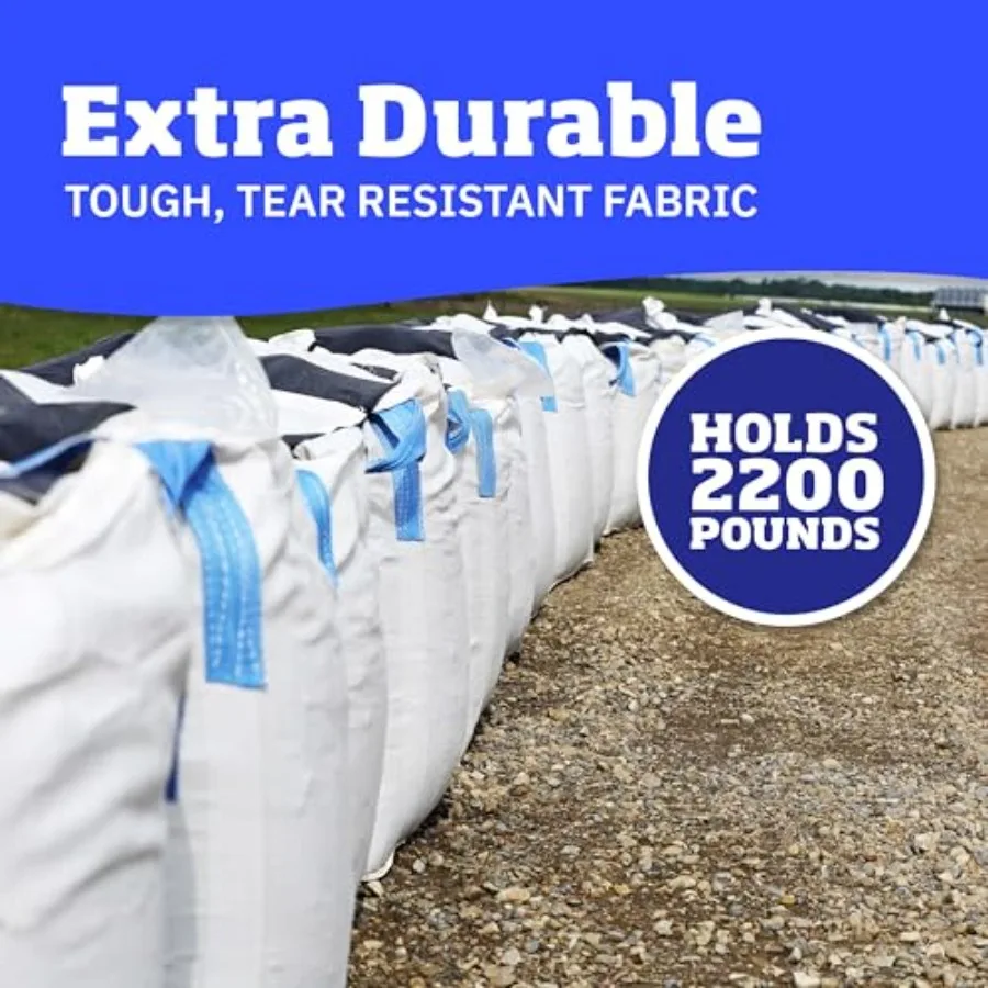 Heavy Duty Builder's Bulk Bags 200-Gallon White Woven Polypropylene Contractor Trash Bags for Demo and Construction, Holds up t
