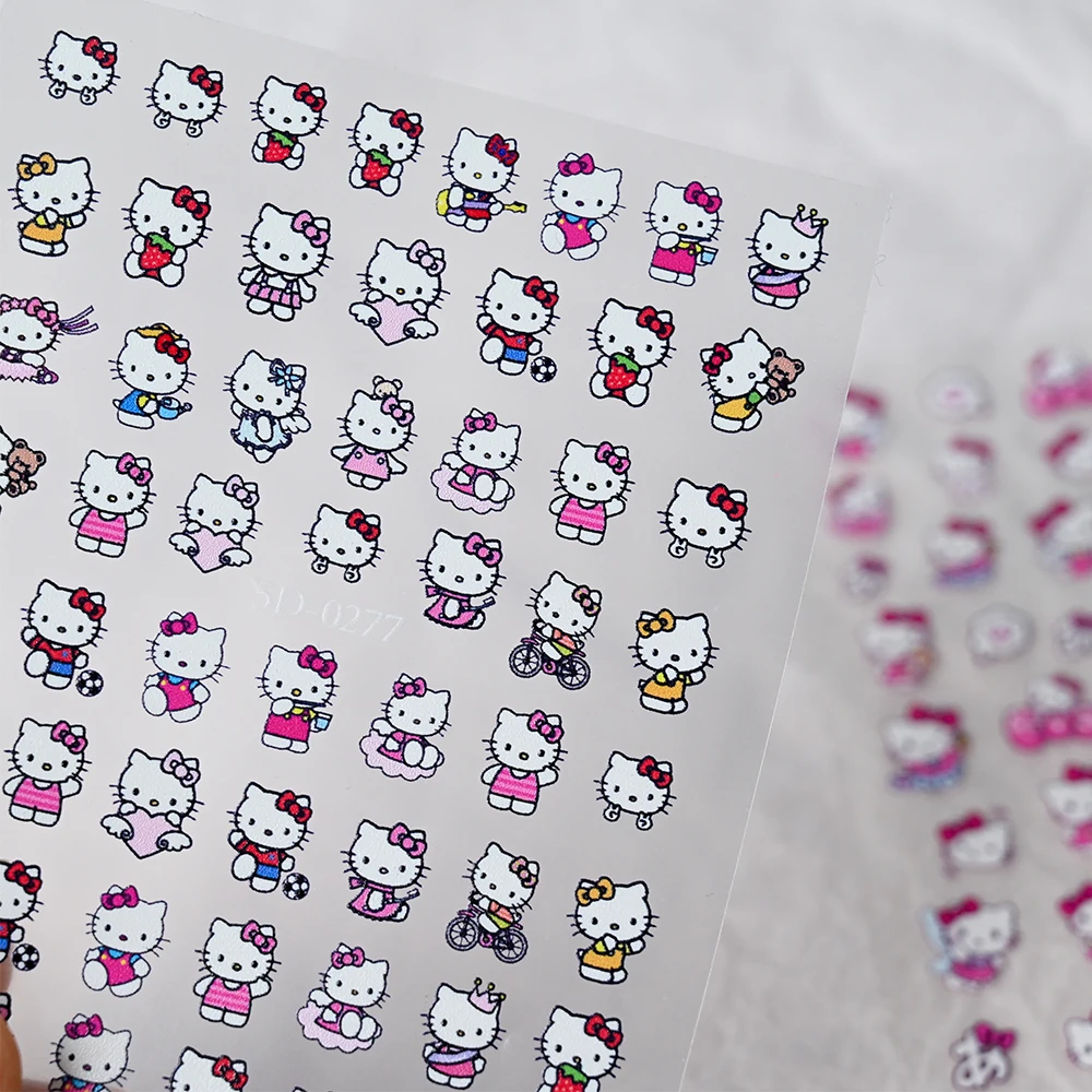 1 قطعة 5D دباغة مرحبا كيتي مسمار ملصقات هاواي عطلة مرحبا كيتي مسمار الشارات للنساء Pochacco Kuromi مانيكير الإكسسوارات