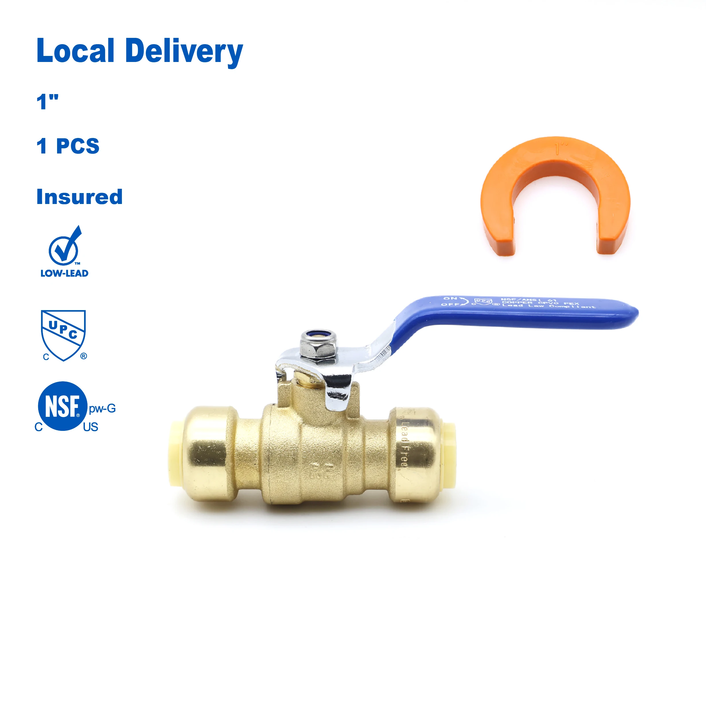 

KING SMART (1pcs pack) 1" Push Fit Ball Valve; 1/4 Turn Full Port; for Hot and Cold Water System; 80516