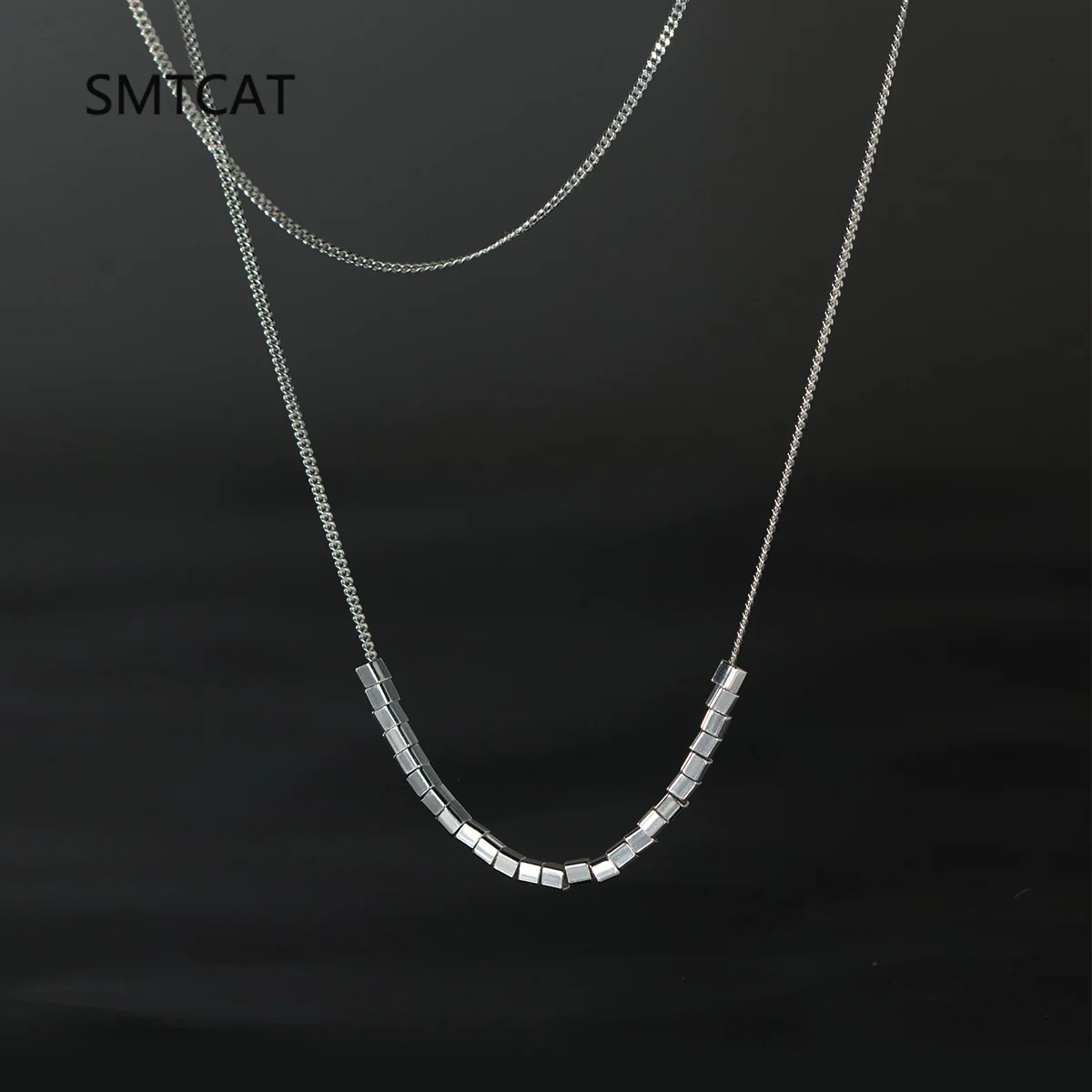 925 Sterling Silver Slide Block Sparkling Necklace Basic Chain Link Simple Fine Jewelry Choker For Women Valentine's Day Gift