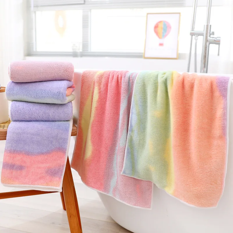 Creative Coral Velvet Towel Colorful Square Towel Rainbow Children\'s Hand Towels Cleaning Cloth Kitchen Towel Microfiber Cloths