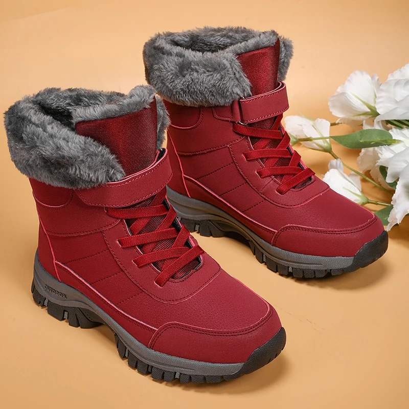 Men's Snow Boots, Winter Fleece-Lined Warm High-Top Snow Sports Shoes, Outdoor Non-Slip Wear-Resistant Hiking Shoes, Camping and Walking Shoes, Men's Casual Shoes, Shoes for Parents and Elderly, Short Boots, Couple Style