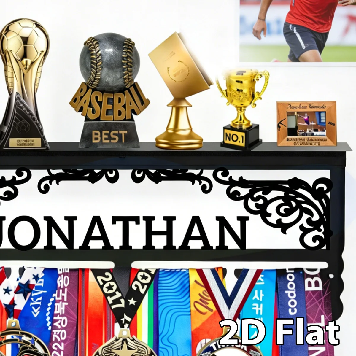 1Pc Custom Art Deco Vine Metal Medal Holder Rack,Hang Metal Wall Art,Home Decor Sports Award rack storage rack,Birthday Gift