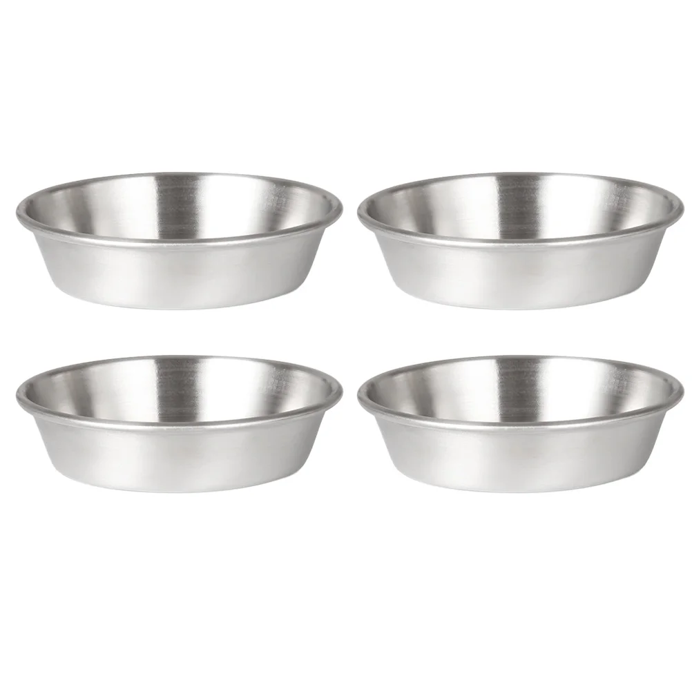 

4pcs Stainless Steel Seasoning Dishes Small Sauce Bowls for Dipping Condiments Flavor Plates Kitchen Bar Tableware Set
