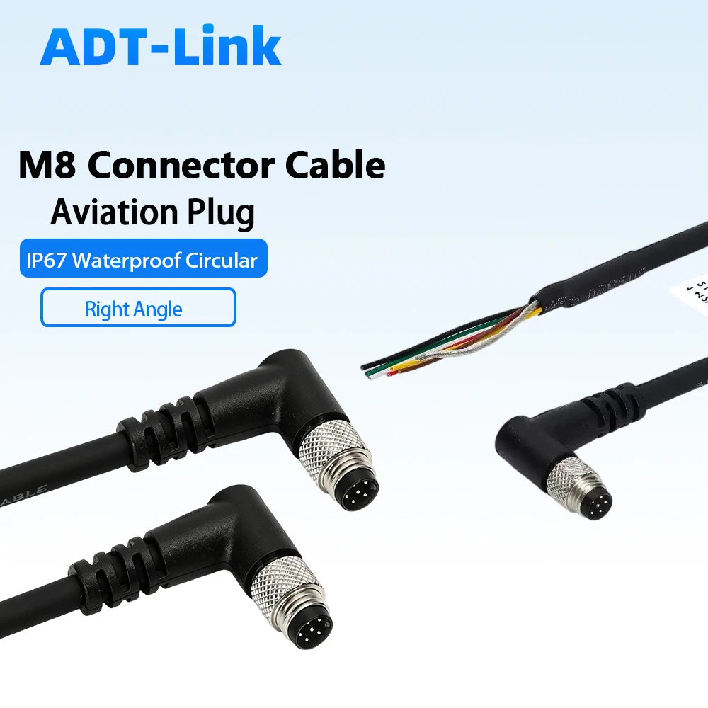 IP67 Waterproof M8 Aviation Plug Cable Straight & 90 Degree Angled 3P 4P 5P 6P 8Pin Shielded Circular Connector Sensor Cable