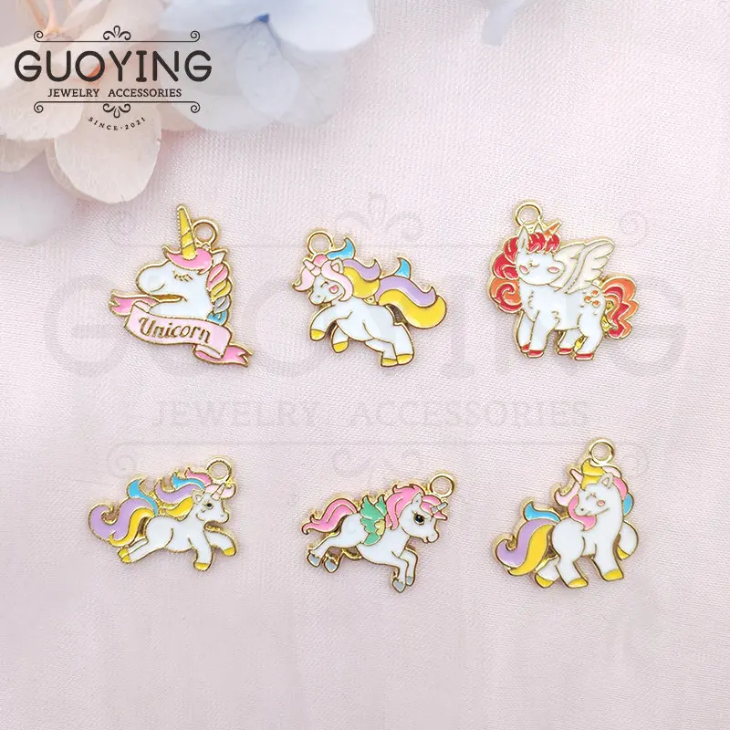 

10pcs Alloy Charm Cartoon Unicorn Earrings Pendant DIY Keychain Bracelet Necklace Charms Jewelry Making Supplies Kawaii Charms