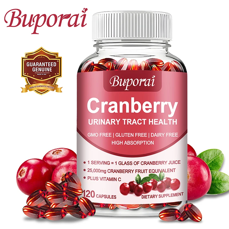 Cranberry Capsules - with Vitamin C - Supports Urinary Tract Health, Bladder Cleansing, Antioxidant