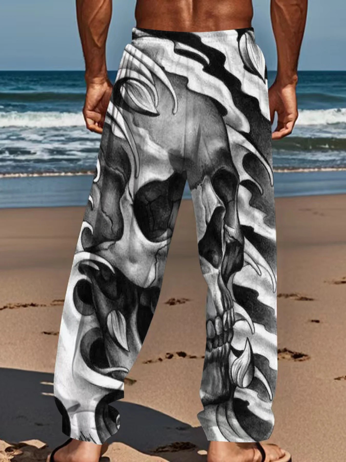 Beliebte Unisex-Jogginghose mit Drachenmuster, Gerade Geschnittene Gothic Urban Streetwear-Sweatpants für Clubnächte und Alltags-Streetwear – Detail 7