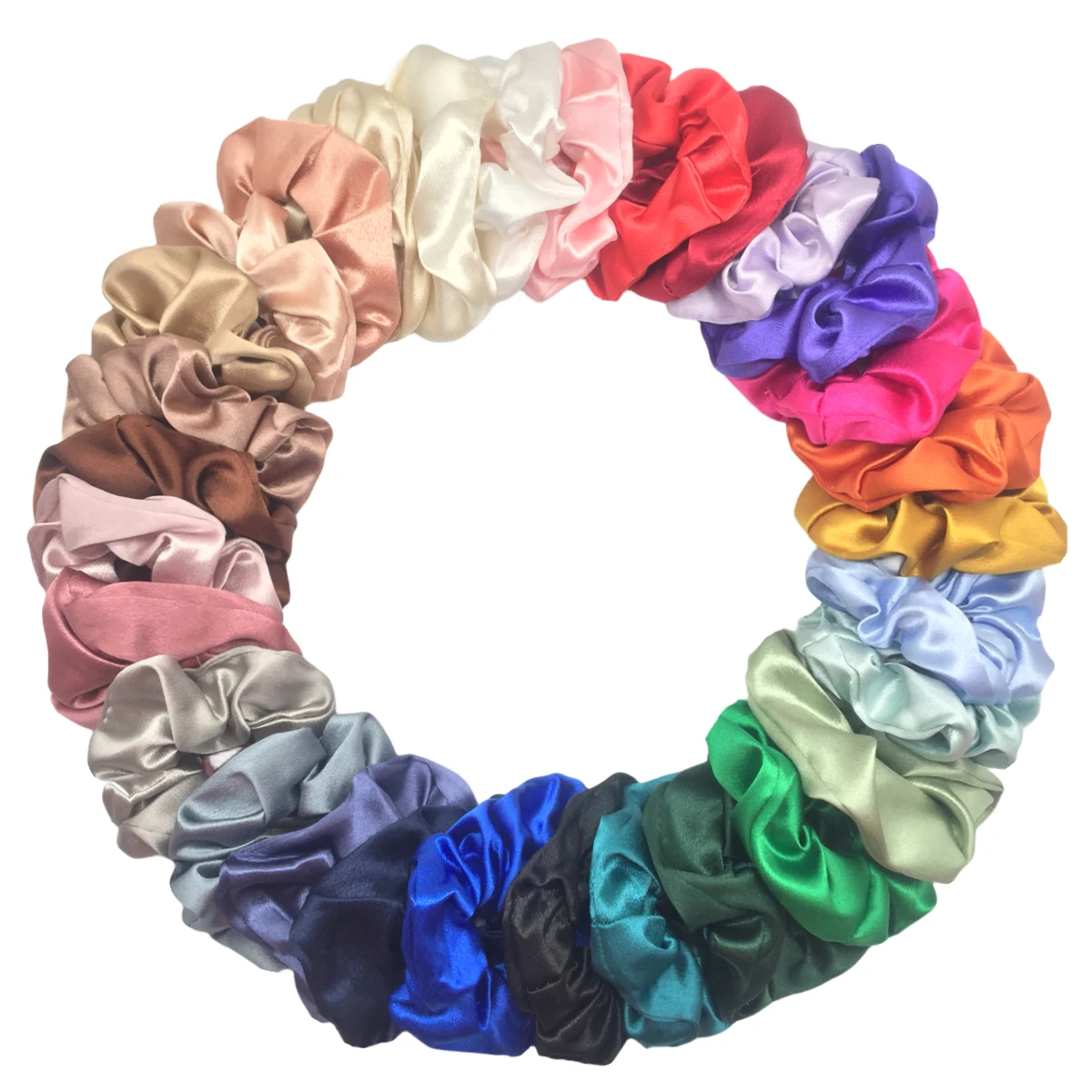 5pcs/set Satin Large Scrunchie Solid Color Wide Edge Band Fashion Hair Tie Elastic Ponytail Accessories Headwear