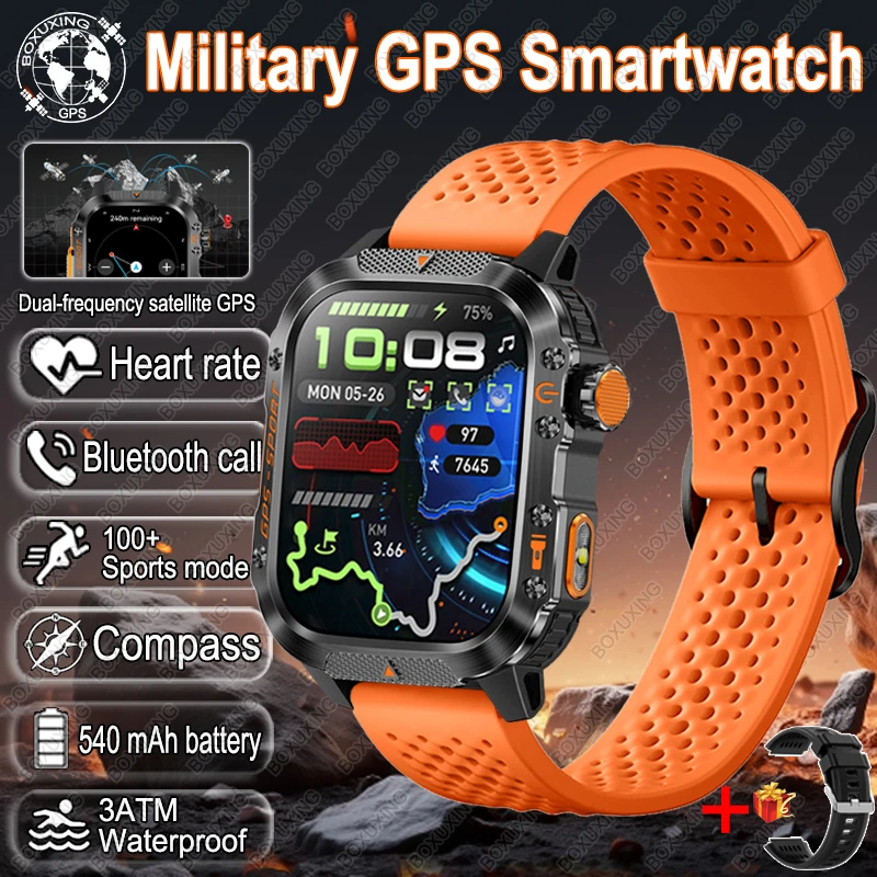 

Военные умные часы со встроенным GPS-компасом, высотомером 3ATM, IP68, водонепроницаемые, AMOLED, Bluetooth-вызов, 2,01 дюйма, умные часы для Android IOS