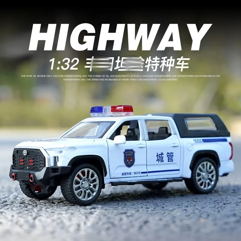 1:32 Toyota Tundra Rescue vehicle Diecast Metal Alloy Model car Sound Light Pull Back Collection Kids Toy Gifts A984