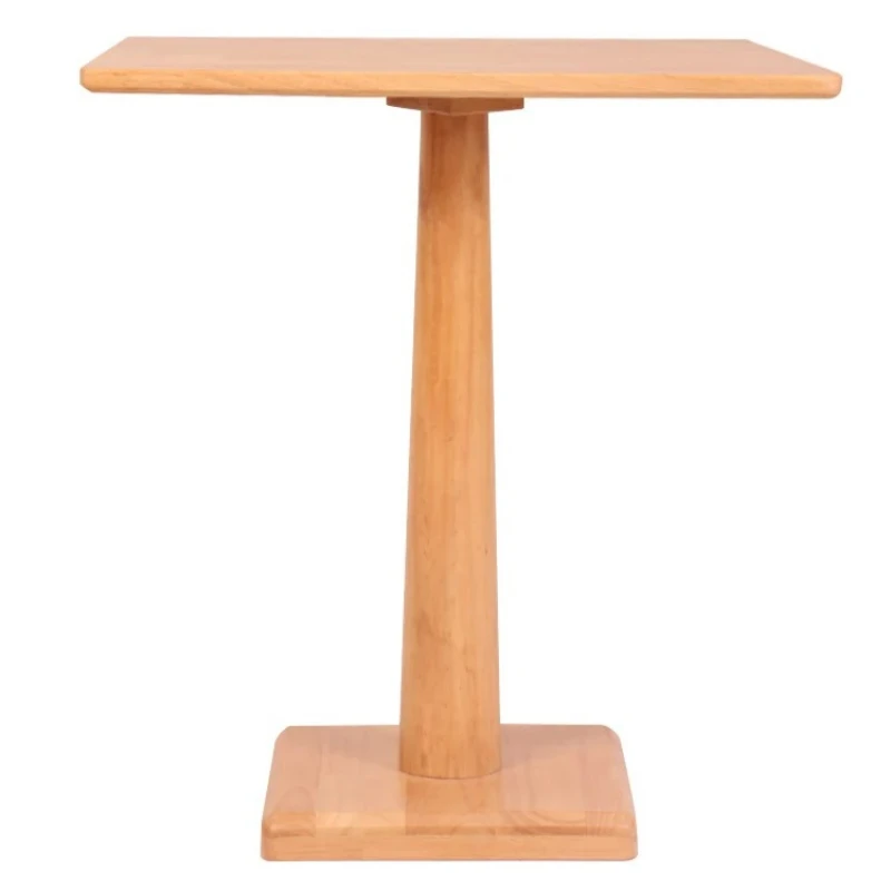 Solid Wood Pedestal Table-Round/Square Cafe Desk for Coffee Shop & Milk Tea Store Customizable Bistro Table with Single Base Leg