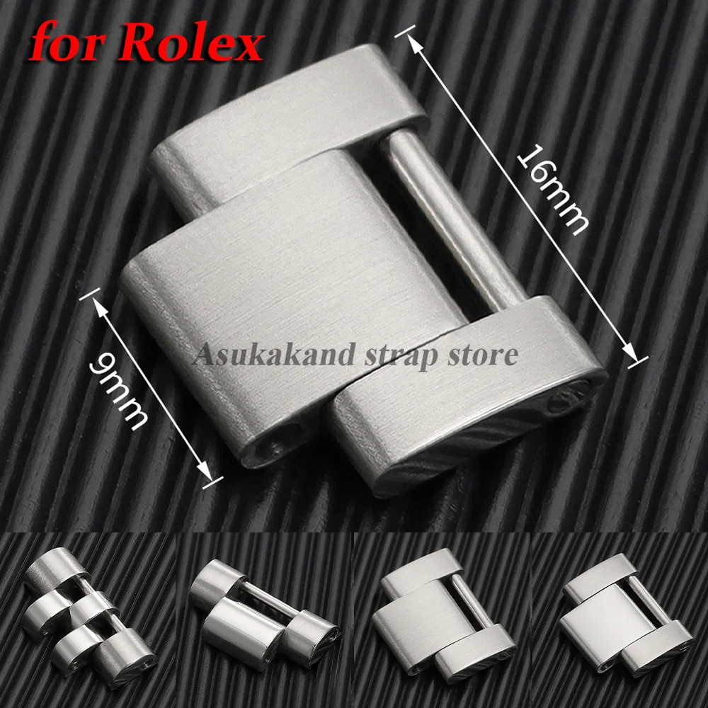 Stainless Steel 16*8mm/16*9mm Extension Link for Rolex President Oyster Jubilee Watch Strap for GMT Submariner Ditona Watch Band