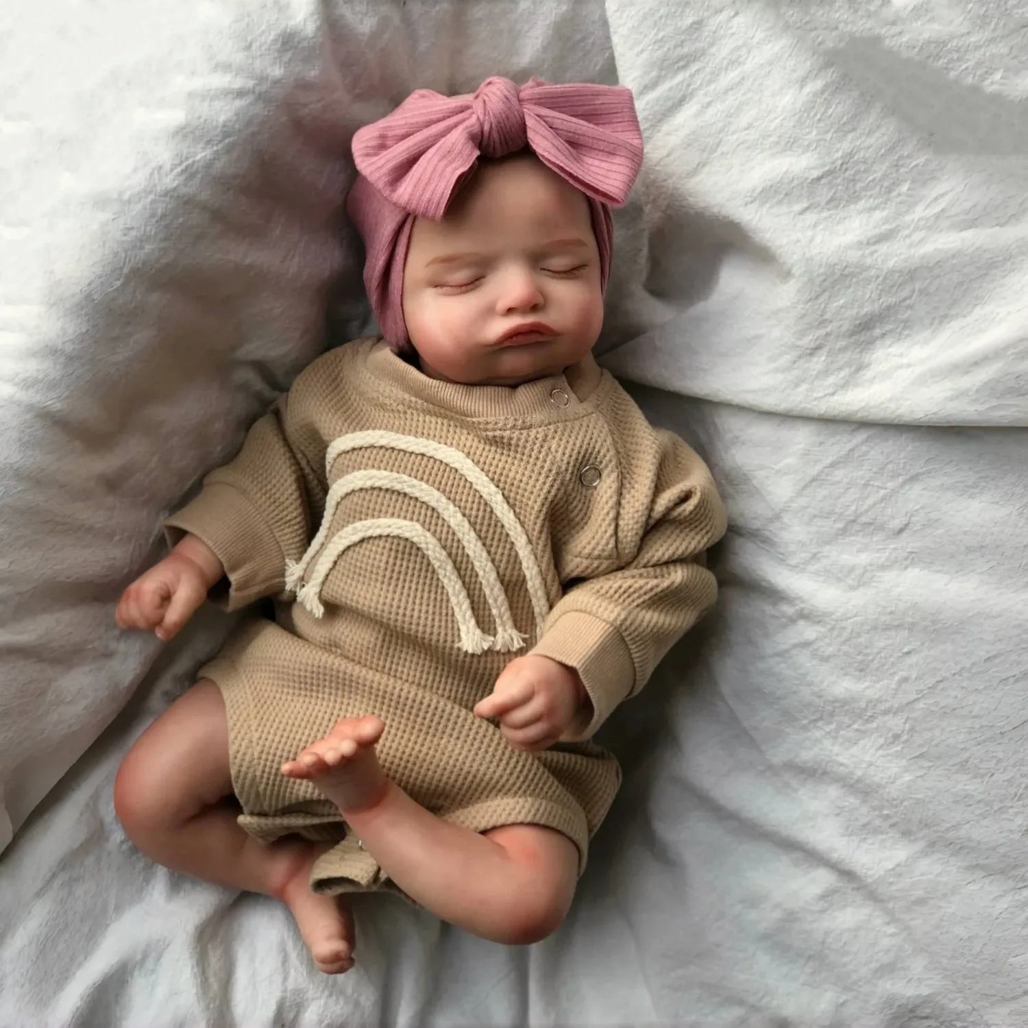 46 センチメートル塗装済みリボーン人形ロザリー新生児睡眠人形ソフト手描きの髪リアルな肌の色目に見える静脈