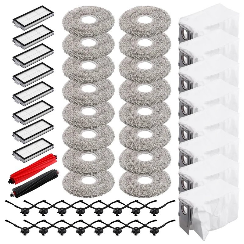 

A61I For Roborock V20 / P10S Pro Main Side Brush Mop Cloth Hepa Filter Dust Bag Accessories Parts