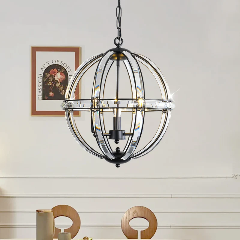 Vintage Crystal Chandelier Dining Room Bedroom Study Bar Lamp Single Head Entryway Entry Interior Decoration Pendant Lamp