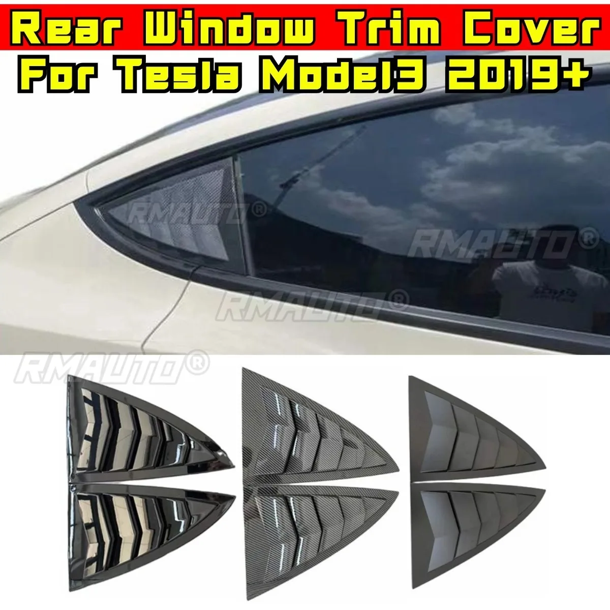 

Car Rear Triangle Window Shark Cheek Trim For Tesla Model3 2019+ Rear Side Vent Window Trim Cover Car Accessories