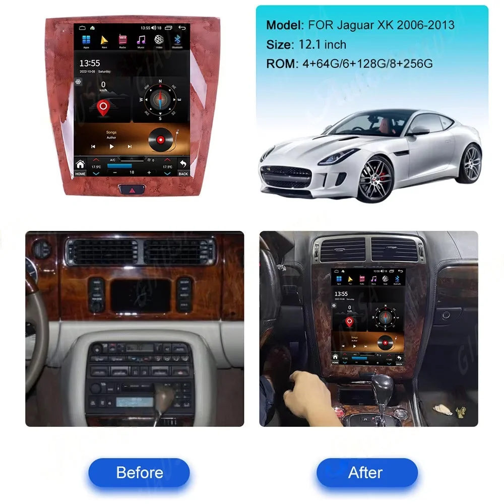 JY 12.1 inch For Jaguar XK 2006-2013 Touch Screen Android Wireless CarPlay GPS Navigation Multimedia Player Car Radio Head Unit view 4