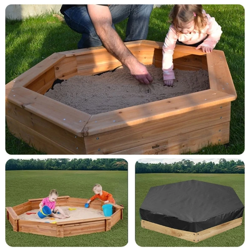 Tampa Sandbox portátil para o bebê, areia brinquedo, impermeável, hexagonal, ar livre, mau segurança