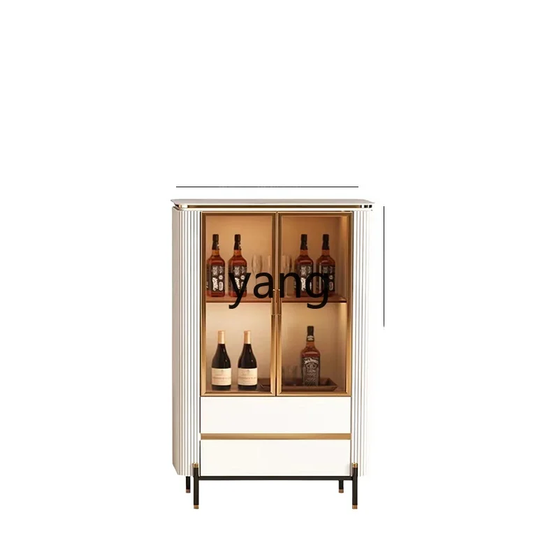

Lhh light luxury small apartment living room glass cabinet modern simple ultra-narrow small dining side cabinet
