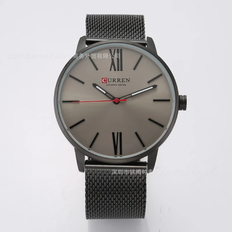 ساعة كورين 8238 للرجال بحزام فولاذي للرجال مقاومة للماء كوارتز ساعة رجال الأعمال