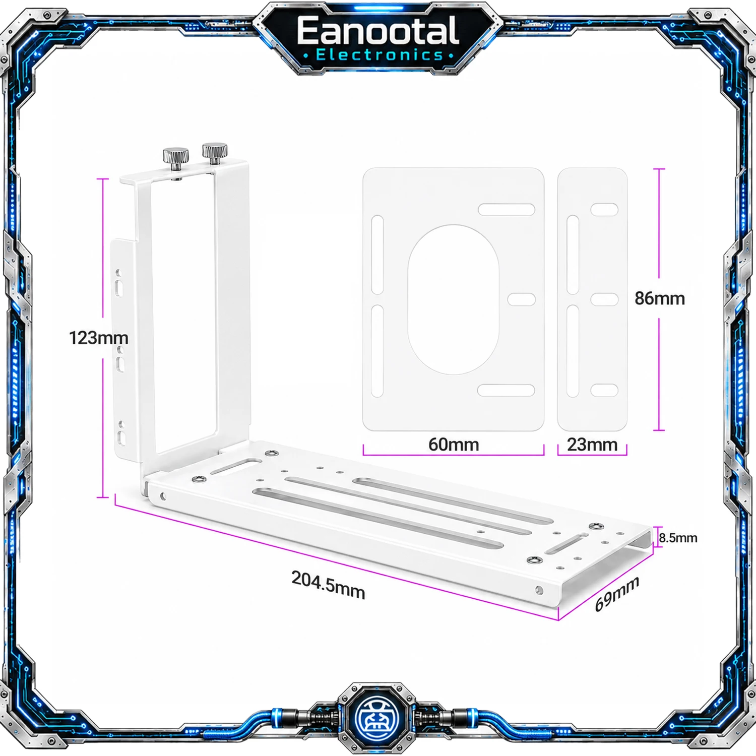 Black White PCIe x16 Graphics Card Extension Cable and Dual Slot Vertical GPU Bracket Set