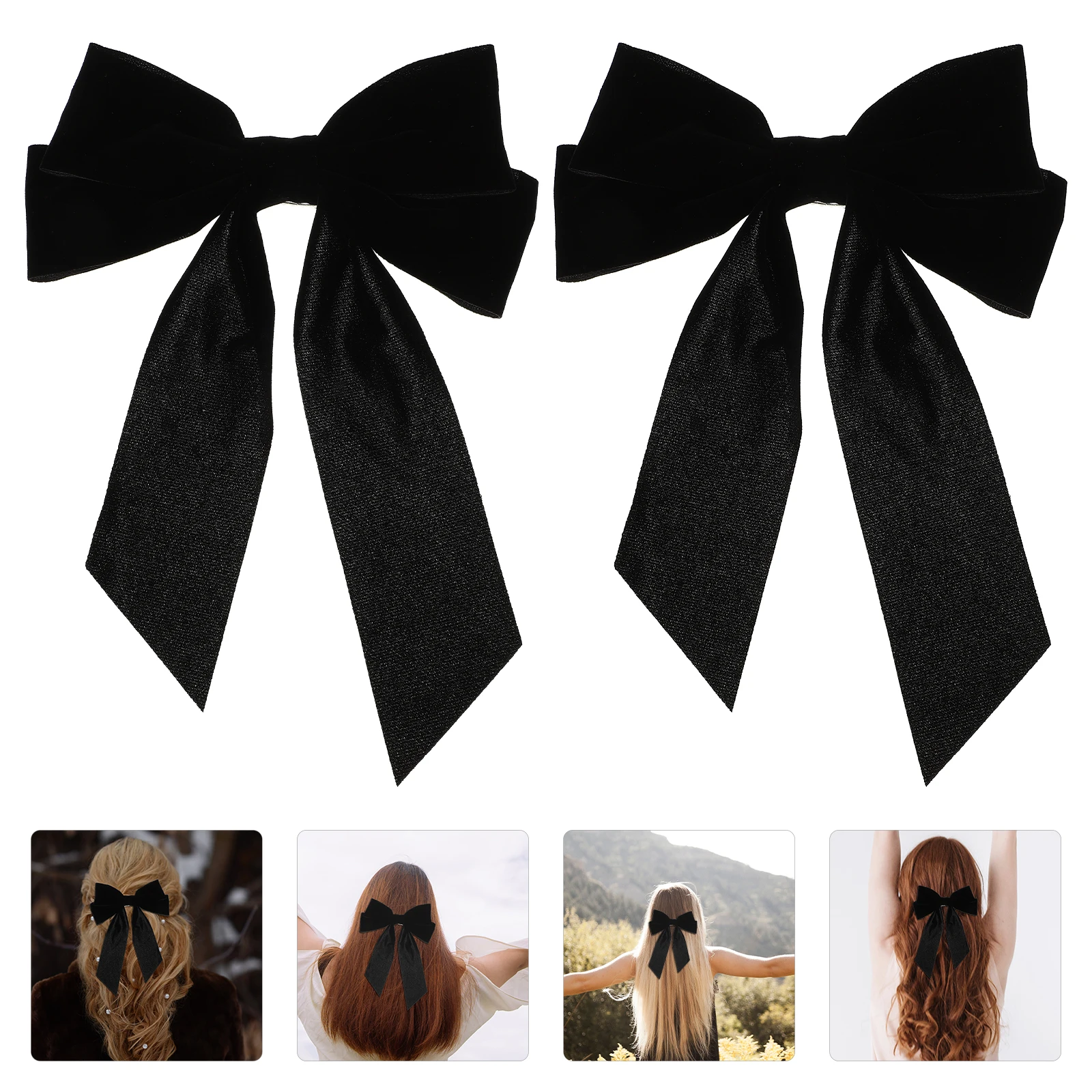 

2 Pcs Bow Clip Women Girls Accessories Polyester Hair Bowknot Clip Wedding Bridal Shower Engagement Thick Thin Hair Straight