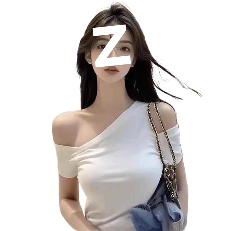 قبالة الكتف تي شيرت الدانتيل أعلى المرأة الحضرية المنخفضة قطع الكلاسيكية مريح بسيط الخام بسط فضفاض غسل الشارع الشهير الكورية نمط السيدات