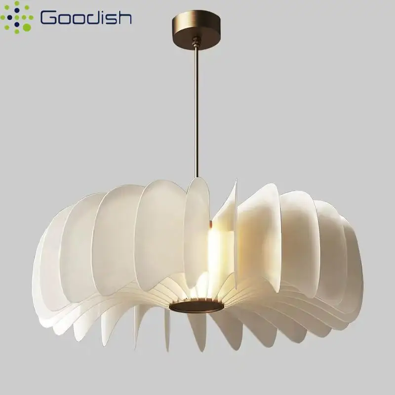 Minimalist Industrial Cream LED Pendant Light Circular Art Indoor Lamp Creative Piece for Living Room Home Decor Chandelier