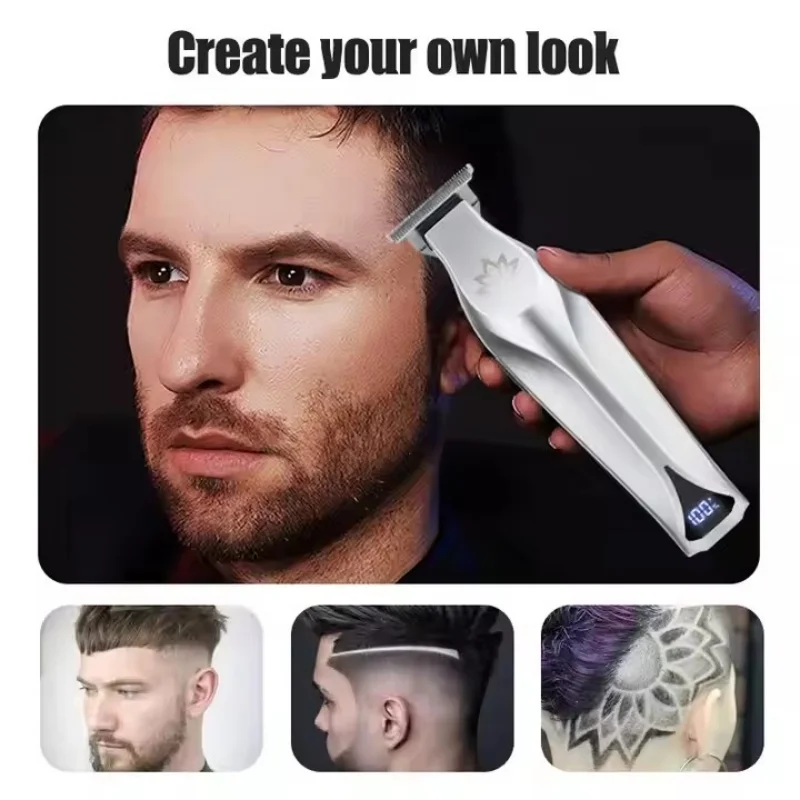 Xiaomi youpin todo o metal aparador de cabelo profissional 7500rpm aparadores de barba para barbearia prata alta velocidade display lcd aparador